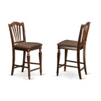East West Furniture CHEL7-MAH-C 7 Piece Counter Height Dining Set Consist of a Square Dining Room Table with Butterfly Leaf and 6 Linen Fabric Upholstered Chairs, 54x54 Inch, Mahogany