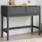 vidaXL Console Table Floro Gray - 35.2"x14.4"x28.7" - Solid Pine Wood, Engineered Wood, 2 Drawers - Rectangular Modern Sofa Table for Living Room, Office, Hall
