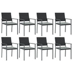 vidaXL Garden Patio Dining Set with Cushions - 9-Piece Outdoor Furniture Set with Sturdy Steel Frame, Poly Rattan Construction, Tempered Glass Table-top and Comfortable Chairs