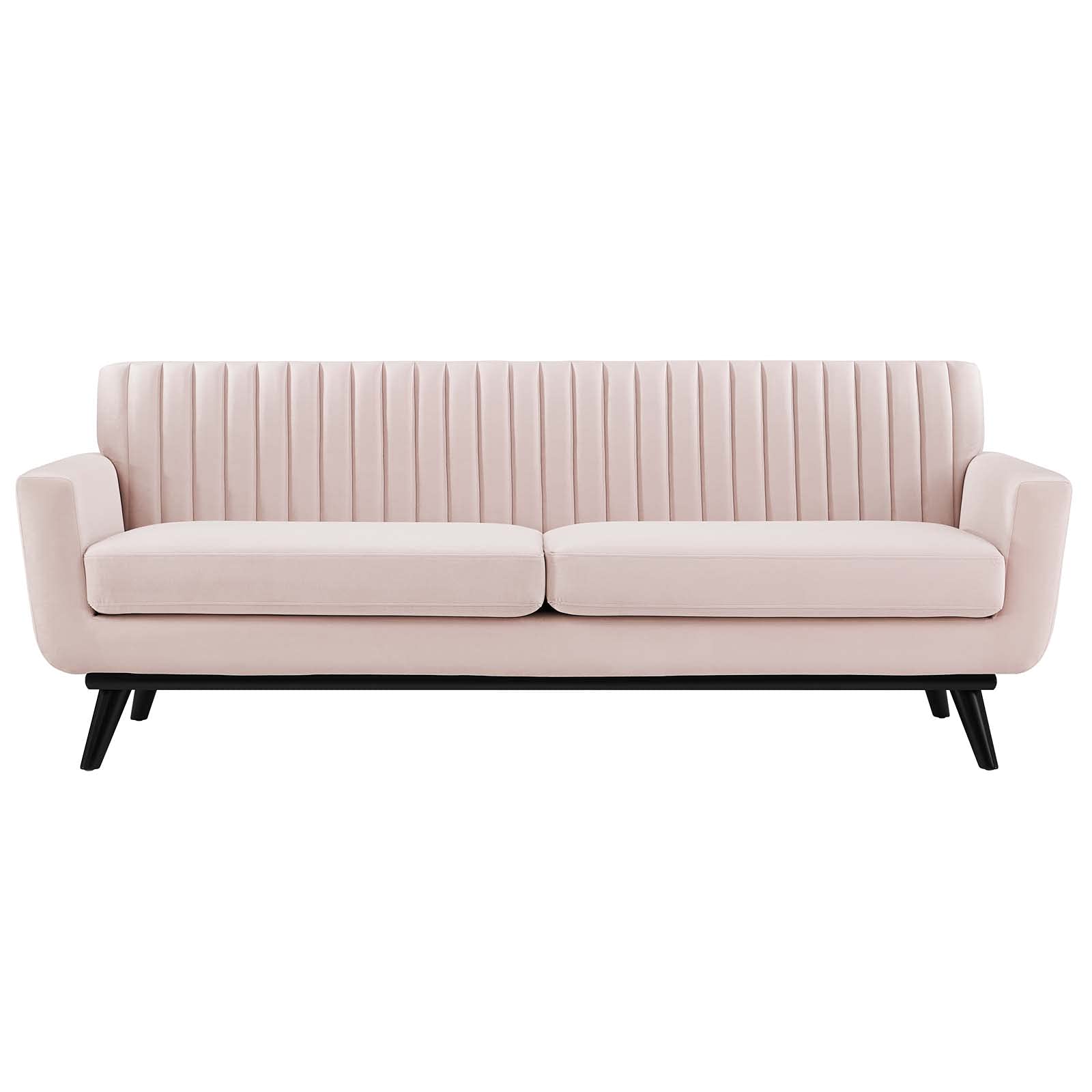 Modway Engage Channel Tufted Performance Velvet Sofa in Pink