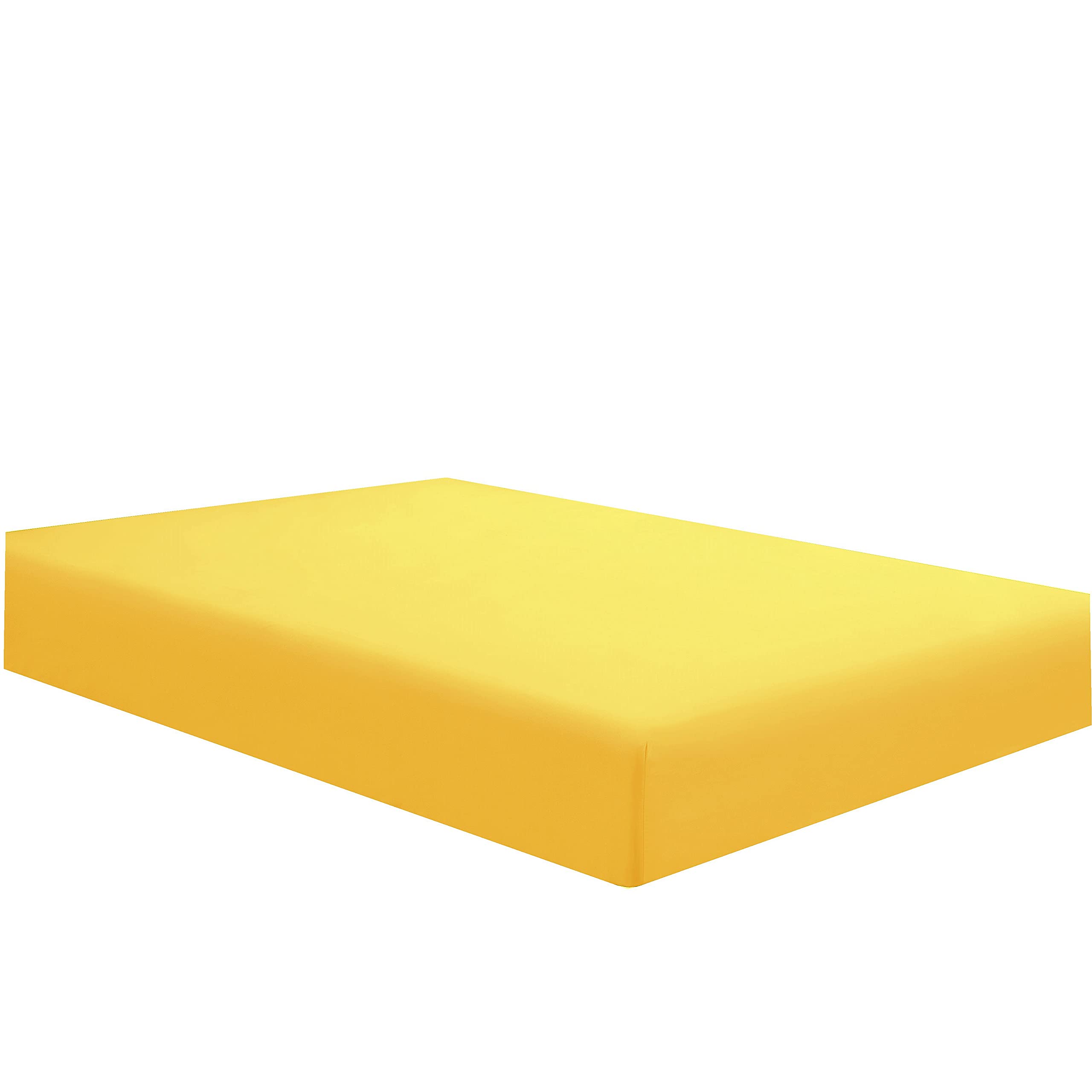 Sfoothome Single Fitted Sheet (Full - Yellow) - Deep Pocket Brushed Velvety Microfiber, Breathable, Extra Soft And Comfortable -