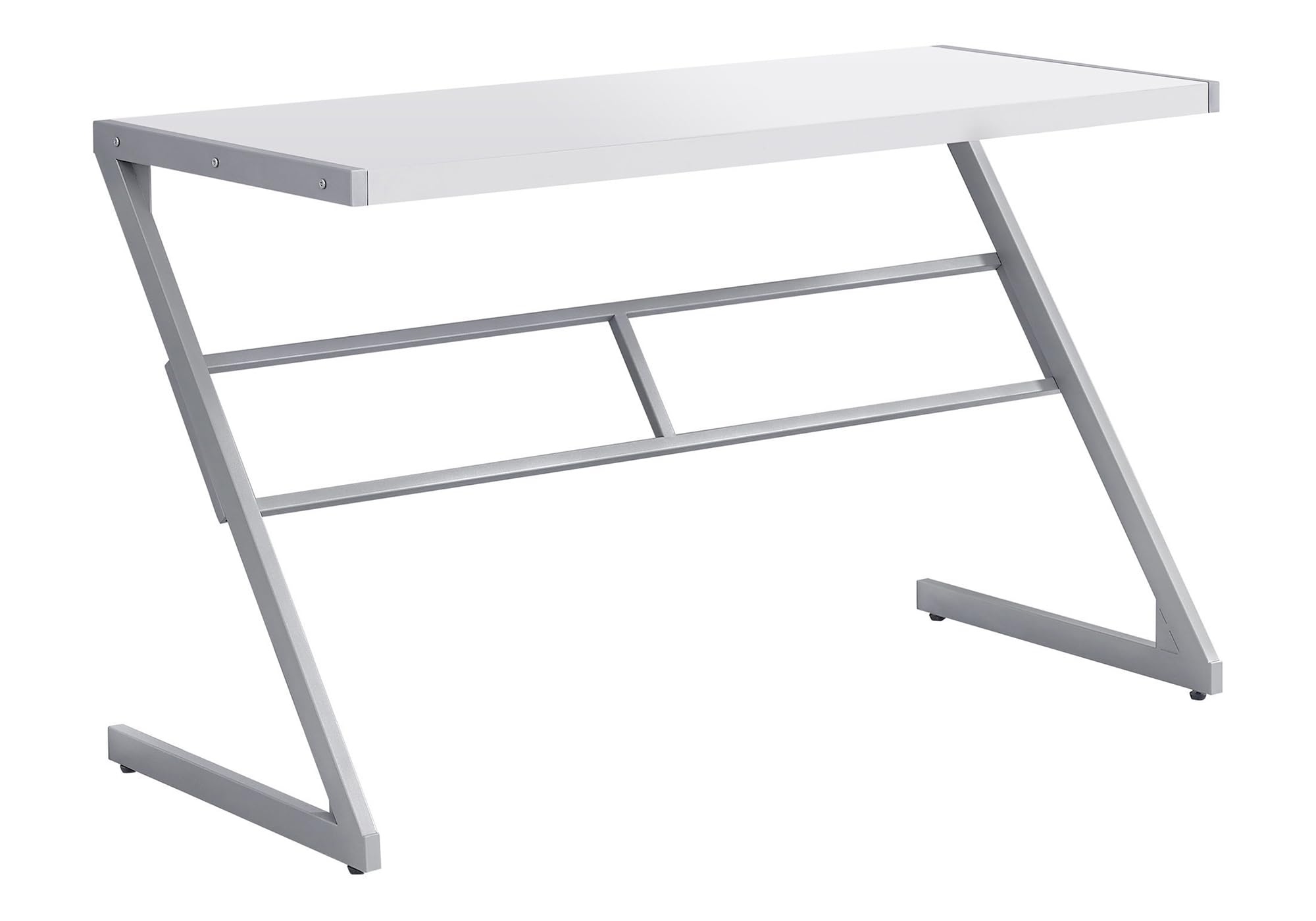 Monarch Specialties Simple Modern Study Laptop Table For Home & Office Computer Desk-Z-Shaped Metal Leg, 48&quot; L, White