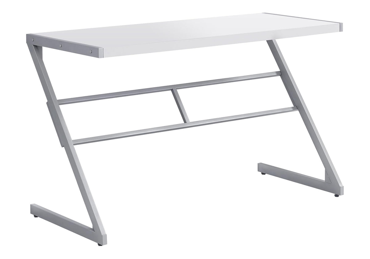 Monarch Specialties Simple Modern Study Laptop Table for Home & Office Computer Desk-Z-Shaped Metal Leg, 48' L, White