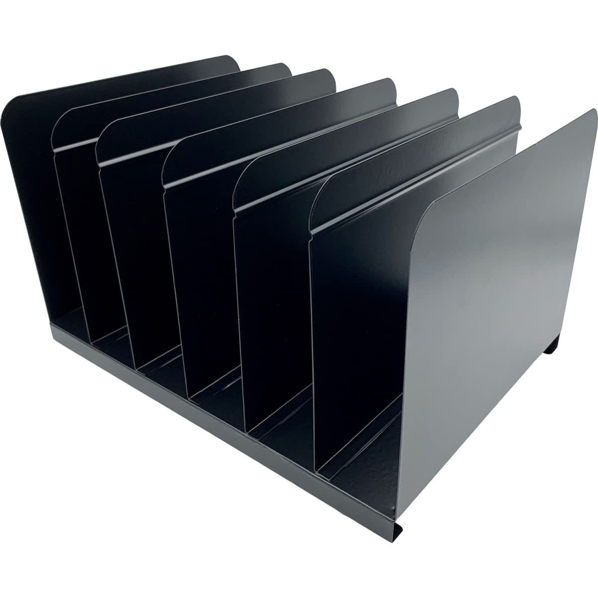 Huron Book and Magazine Rack, 6 Slot, Black Commercial Grade Steel