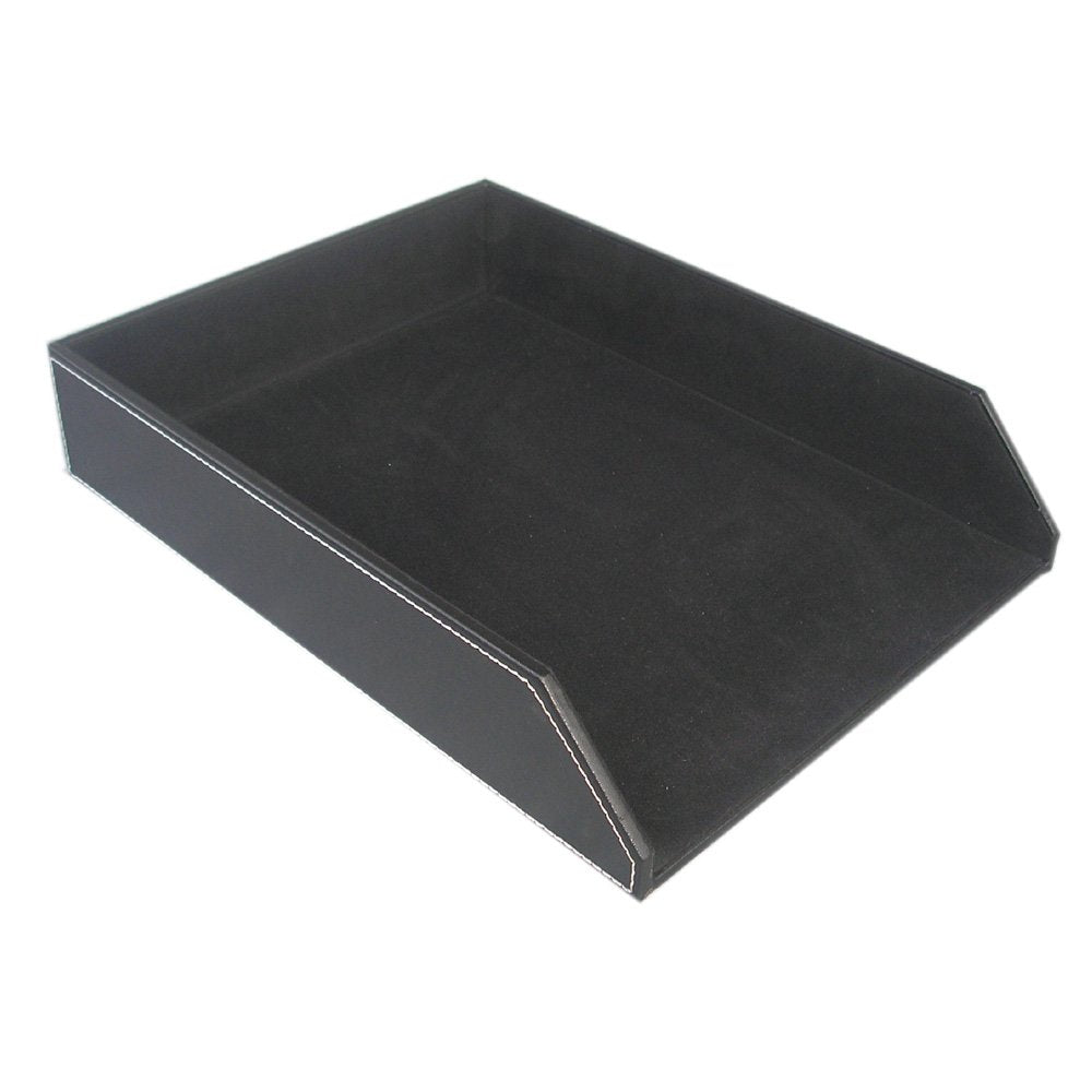 Kingfom Letter Tray, Pu Leather Paper Organizer Tray For Desk, Paper Organizer Storage Holder For Office Home Or School A4 Size