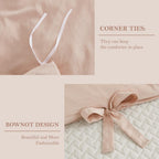 Annadaif Pink Duvet Cover Full (79X90 Inch), 3 Pieces (2 Pillowcases, 1 Duvet Cover) Ultra Soft Bowknot Duvet Cover Set, Easy Ca