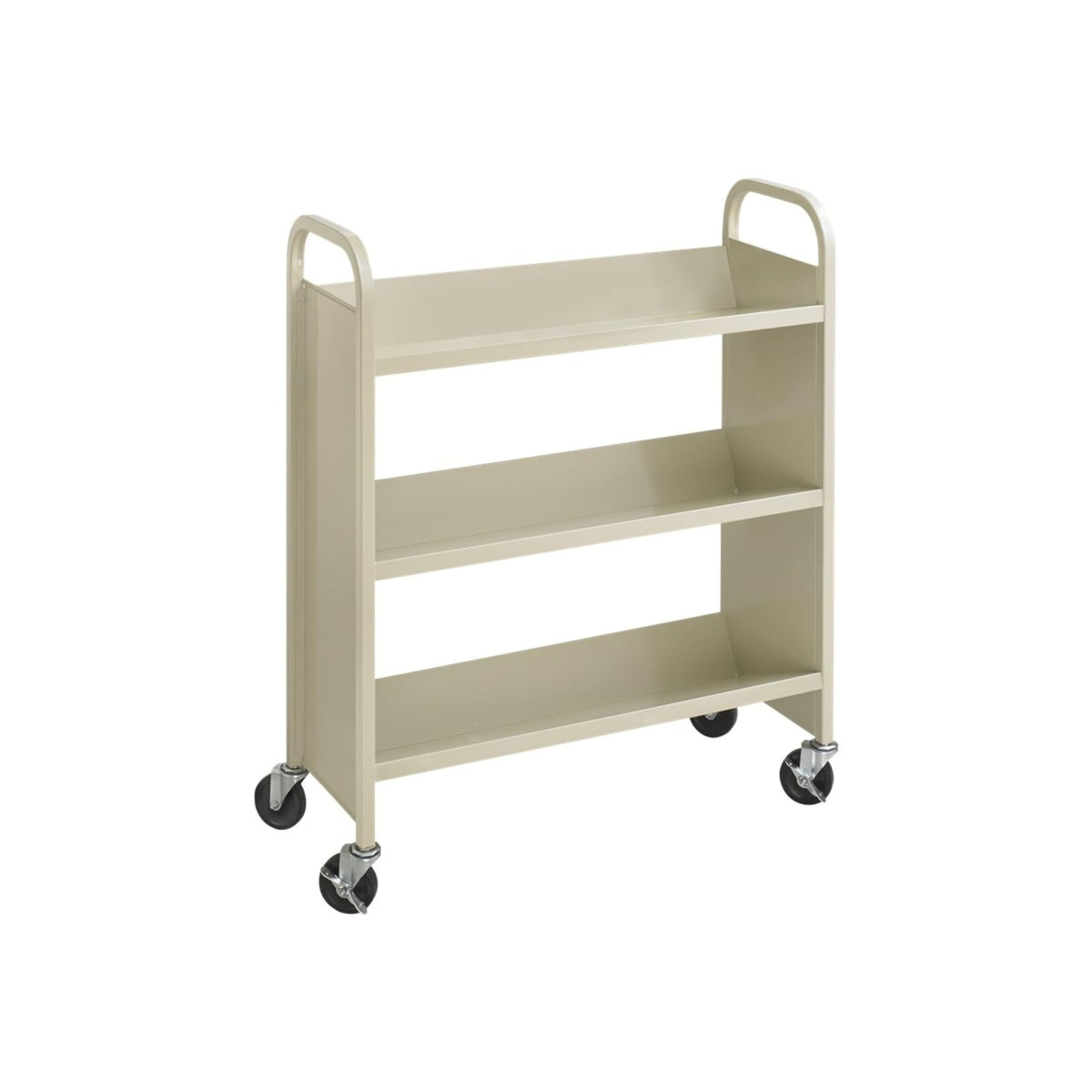 Safco 6 Shelf Rolling Book Cart, Slanted Single Sided for Library, Classroom, Office, Heavy Duty Steel, Sand