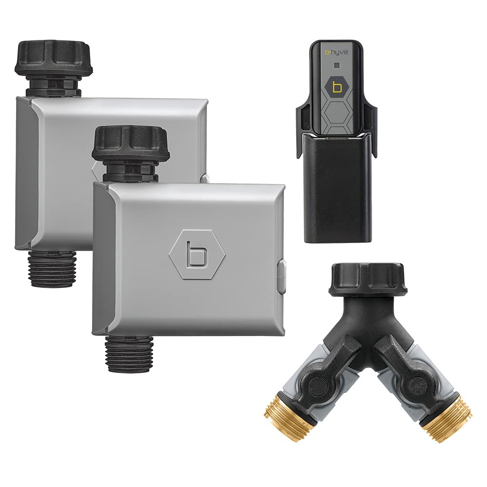 Orbit 21002 B-Hyve Smart Hose Watering Timer 2-Pack With Wi-Fi Hub And Hose Splitter