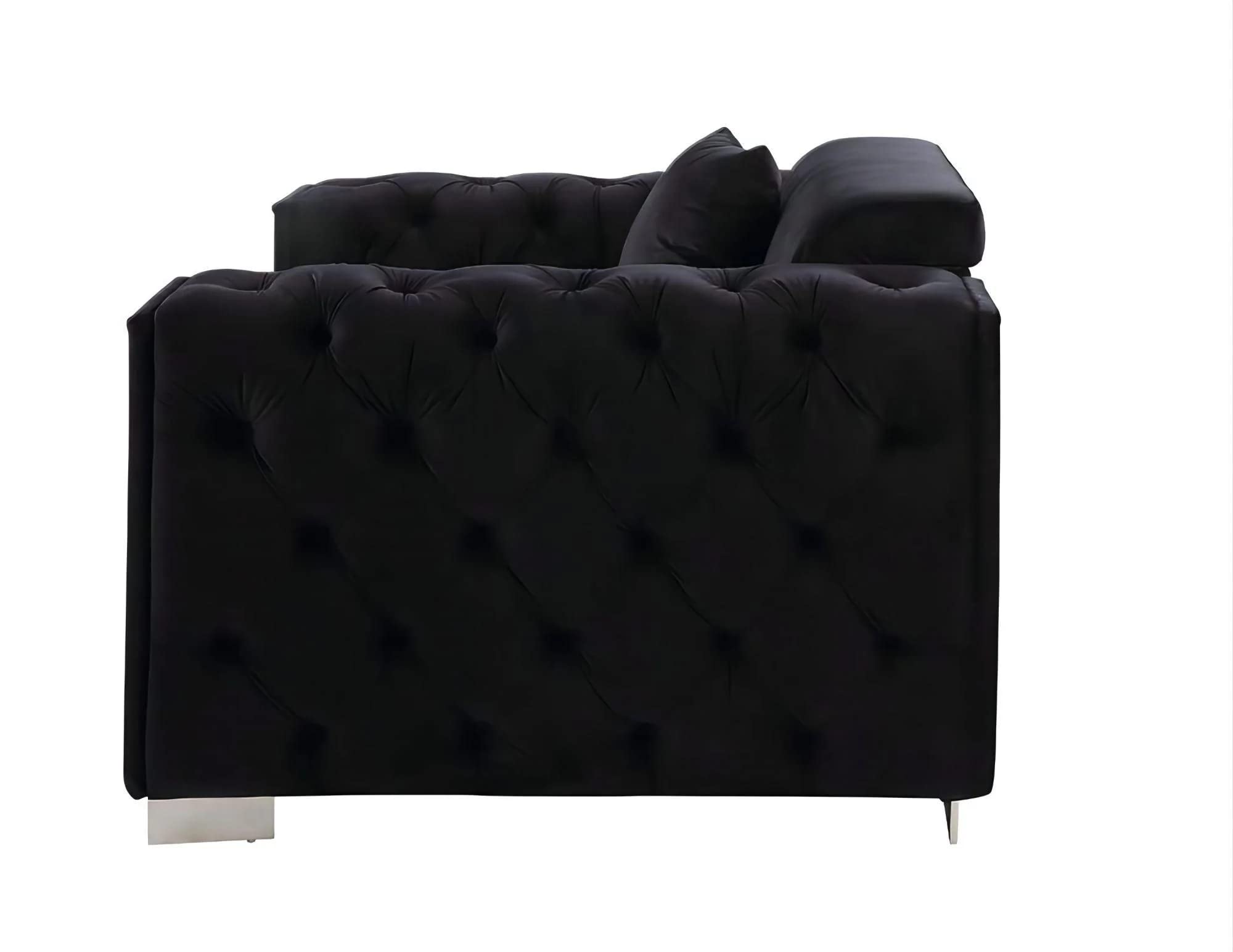 Acme Trislar Loveseat with 4 Pillows in Black Velvet