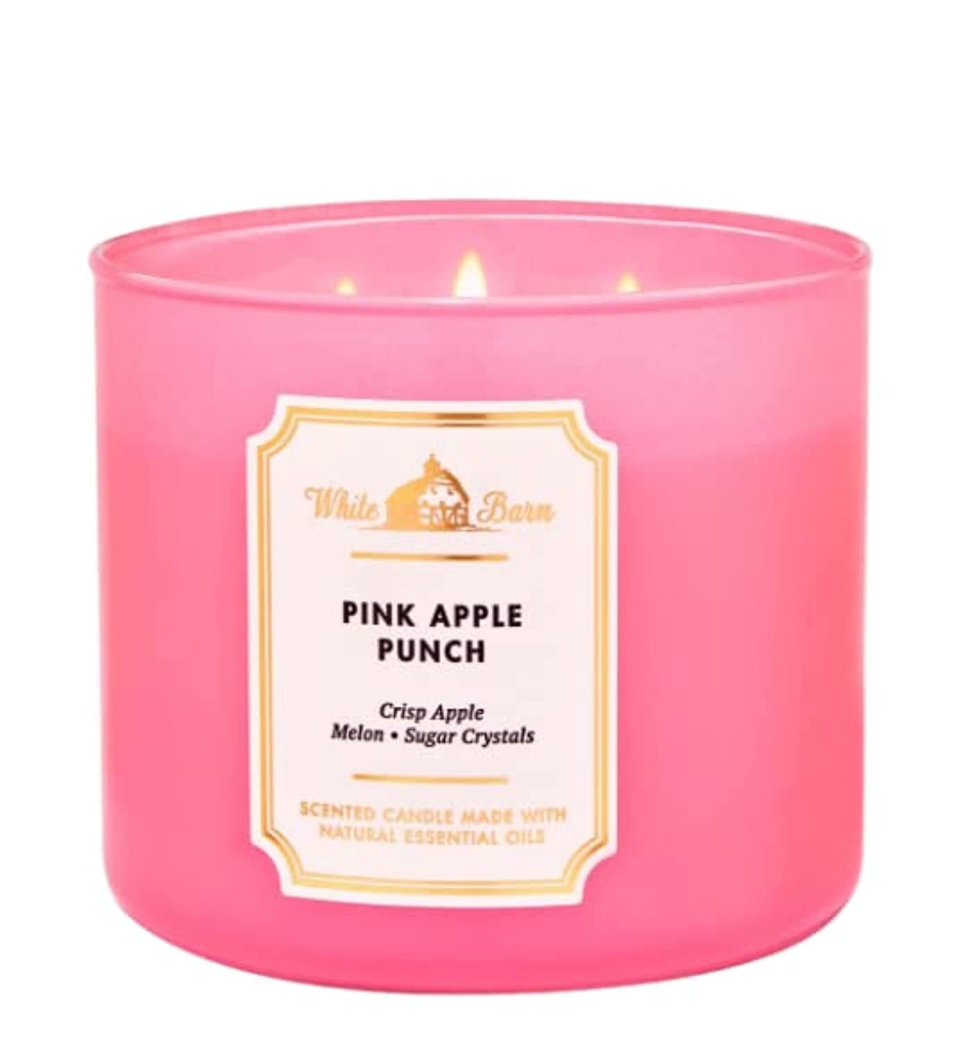 Bath & Body Works, White Barn 3-Wick Candle w/Essential Oils - 14.5 oz - 2022 Spring Scents! (Pink Apple Punch)