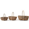 3 PCS Picnic Basket Natural Solid Wicker Storage Basket Fit Garden and Home Decor, Rustic Willow Fruit Vegetable Trug Basket for