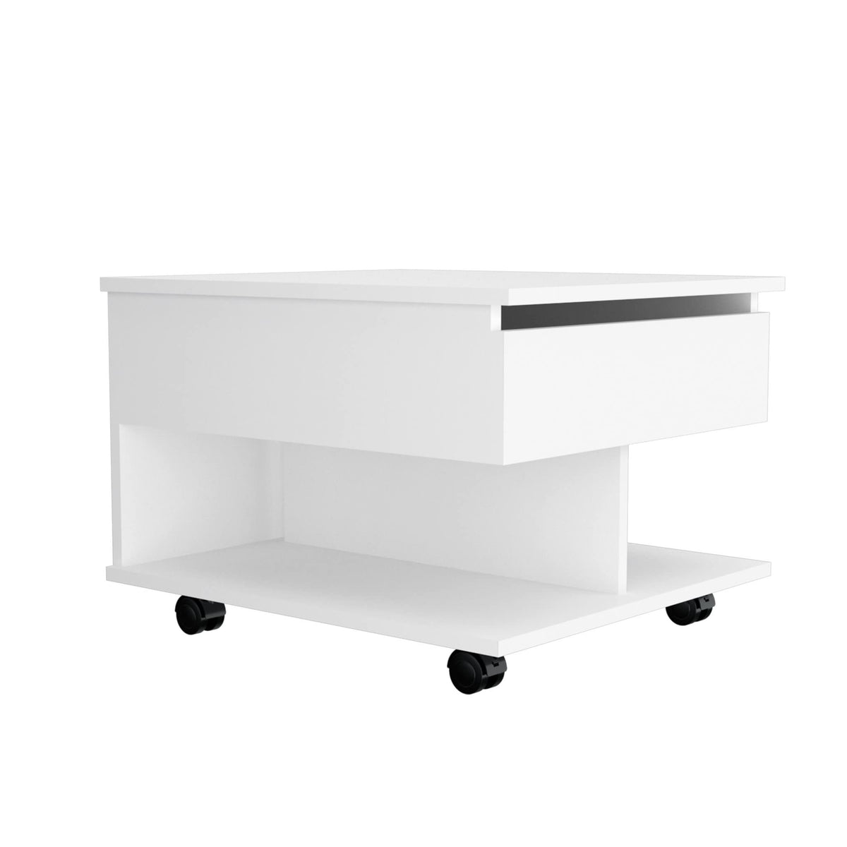 HomeRoots 22' White Manufactured Wood Rectangular Lift Top Coffee Table with Drawer