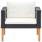vidaXL Single Patio Sofa with Cushions - Sturdy Poly Rattan Furniture, Weather Resistant, Easy Maintenance, Lightweight and Modular Design, Safe & Reliable - Black with Cream White Cushions