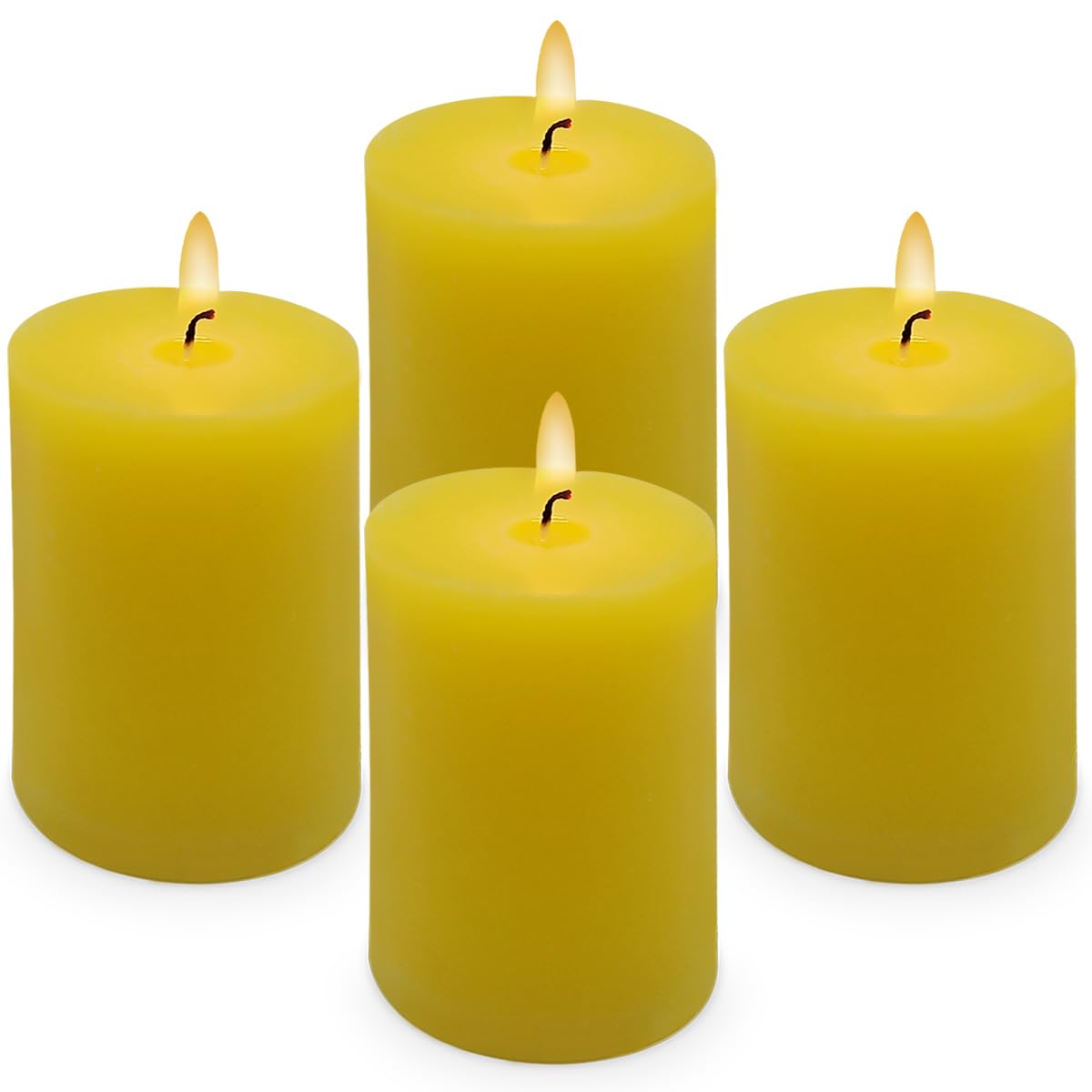 Amusaer Small Yellow Citronella Scented Pillar Candles 24 Hours 2x3 Inch Dripless Cylinder Candles for Patio Home Garden in Summ