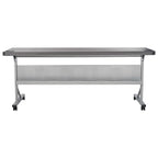 National Public Seating 24" x 72" Flip-N-Store Portable Lightweight Rolling Conference Training Table with 2 Grommet Holes - Charcoal Slate