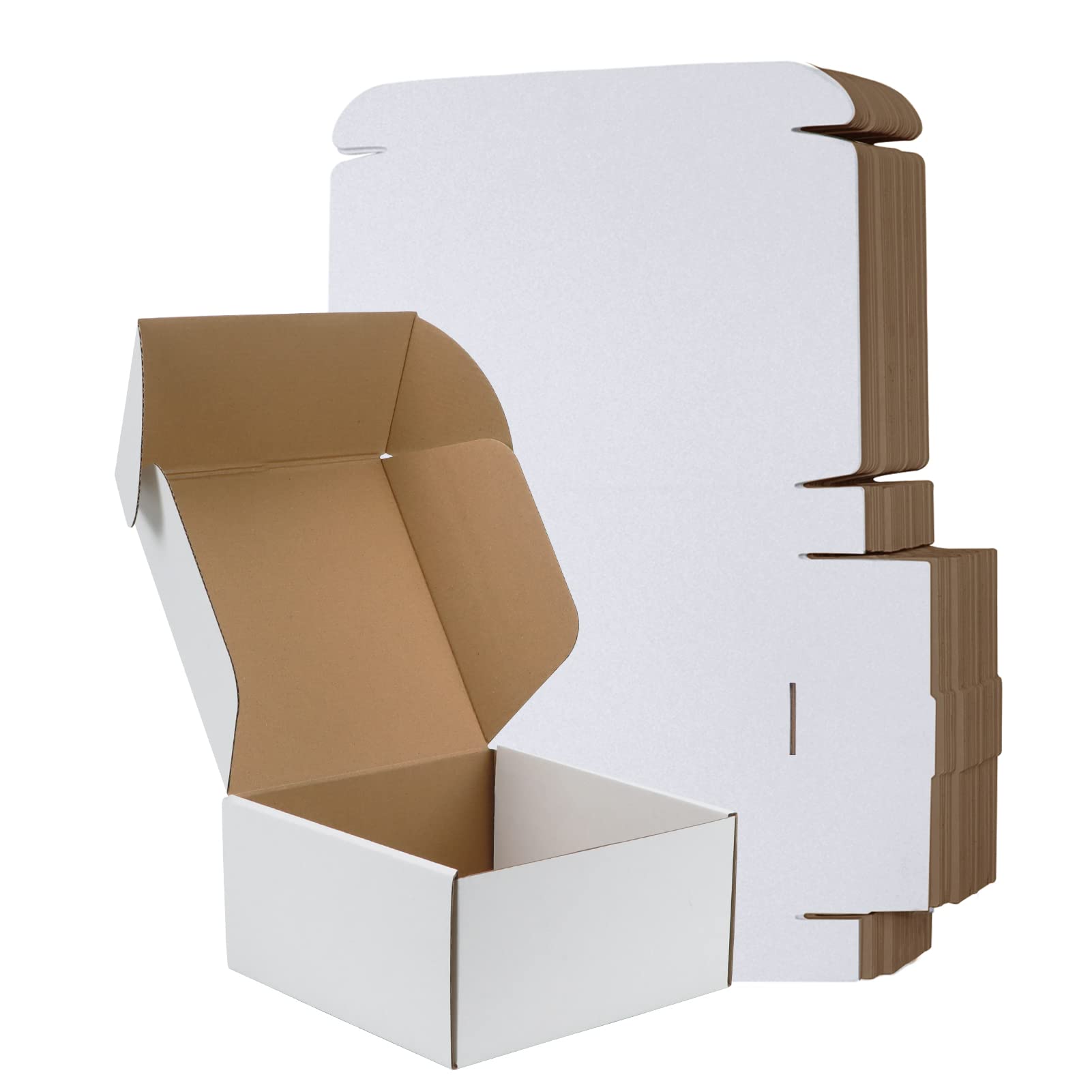 Rlavbl 8X8X4 Inches Shipping Boxes Set Of 25, White Small Corrugated Cardboard Box, Mailer Boxes For Packing Small Business