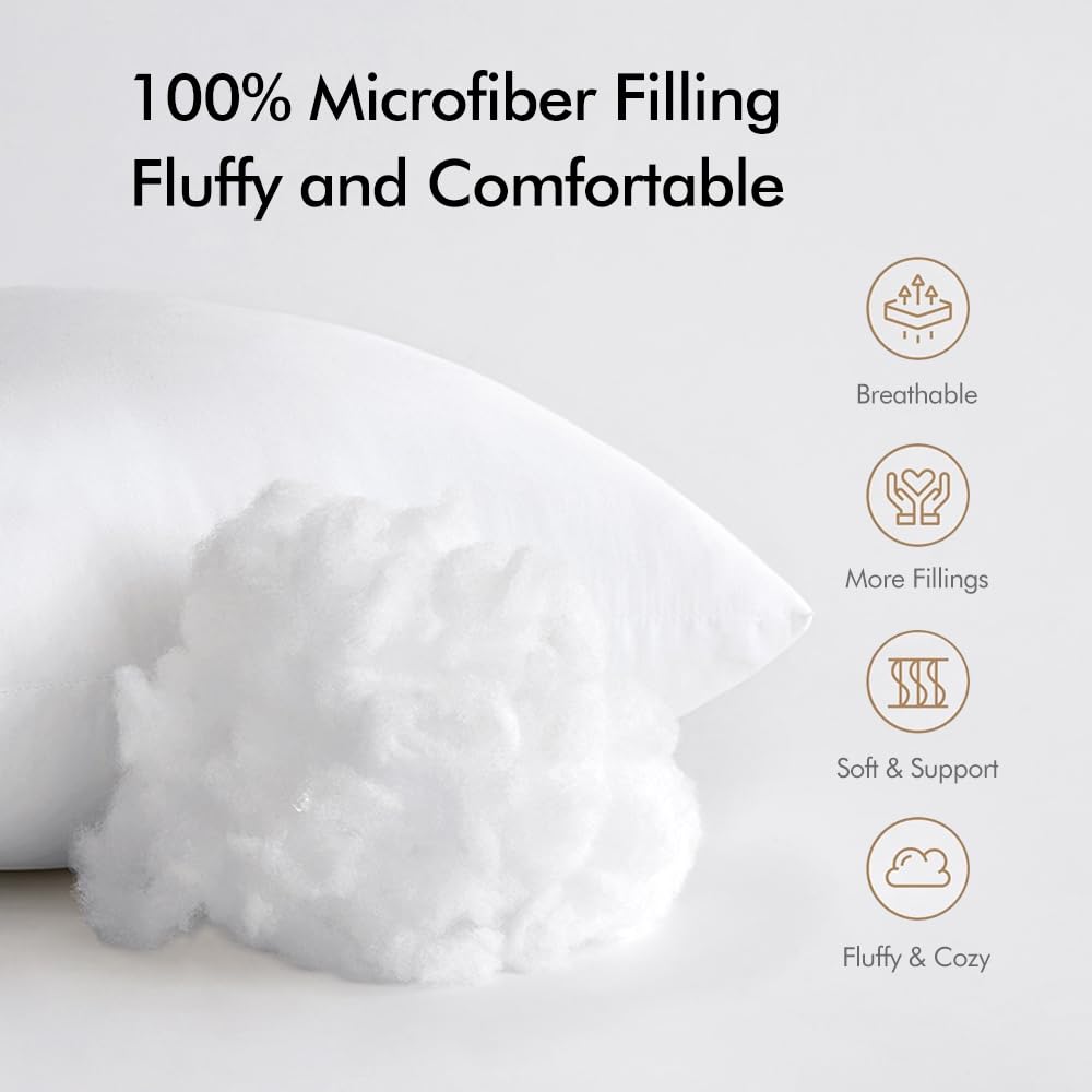 Miulee 18X18 Throw Pillow Inserts (Set Of 2), Square Premium Soft Decorative Pillow Inserts For Sofa Bed Living Room
