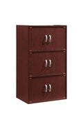 Hodedah 3-Shelf Bookcase Cabinet, Mahogany