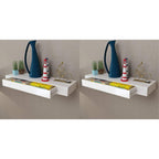 vidaXL 2-Piece Set Floating Wall Shelves with Drawers, White Matte Finish, Easy Installation, Multifunctional Storage, Modern Design, Constructed of Resistant MDF - California Prop 65 Warning