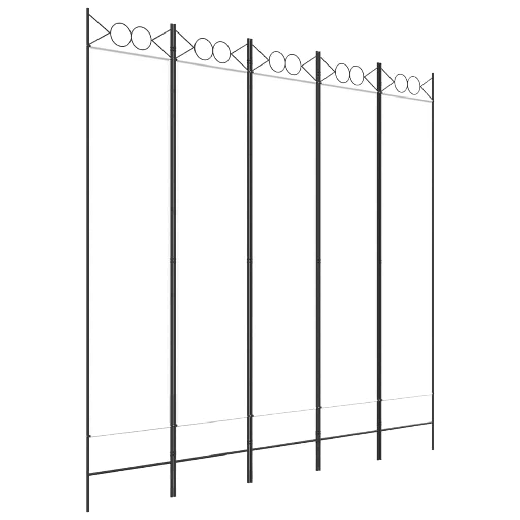 5 Panel Room Divider Privacy Screen For Room Separation White Fabric Vidaxl