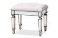 Baxton Studio Marielle Mirrored Vanity Bench in White