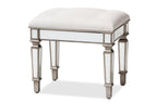 Baxton Studio Marielle Mirrored Vanity Bench in White