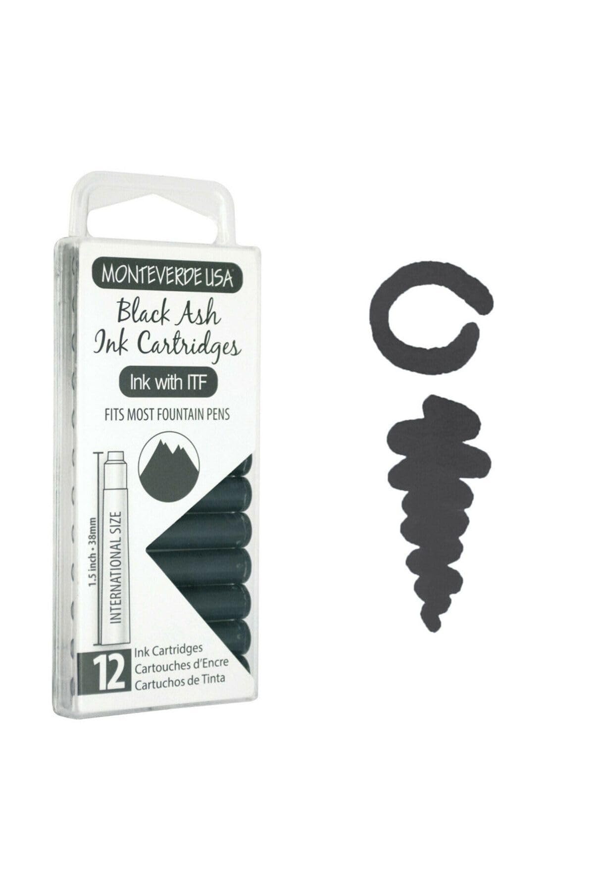 Monteverde Ink Cartridge (Standard Size), Black Ash