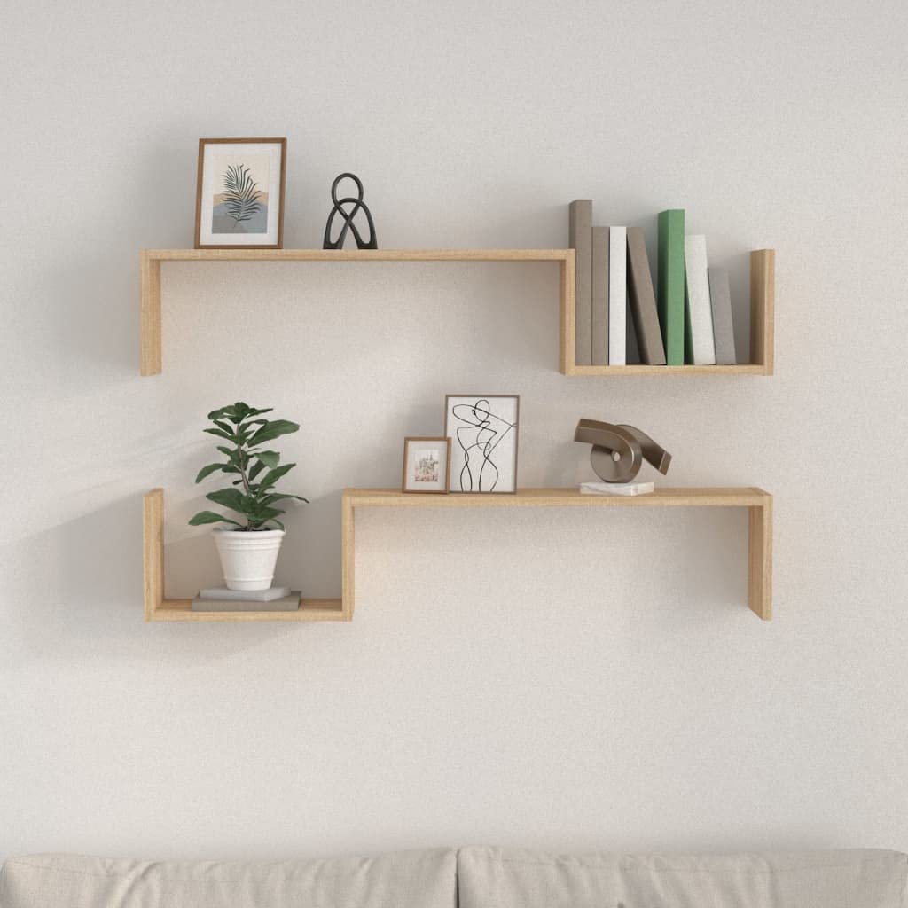 vidaXL Wall Shelves 2 pcs Sonoma Oak 39.4"x5.9"x7.9" Engineered Wood