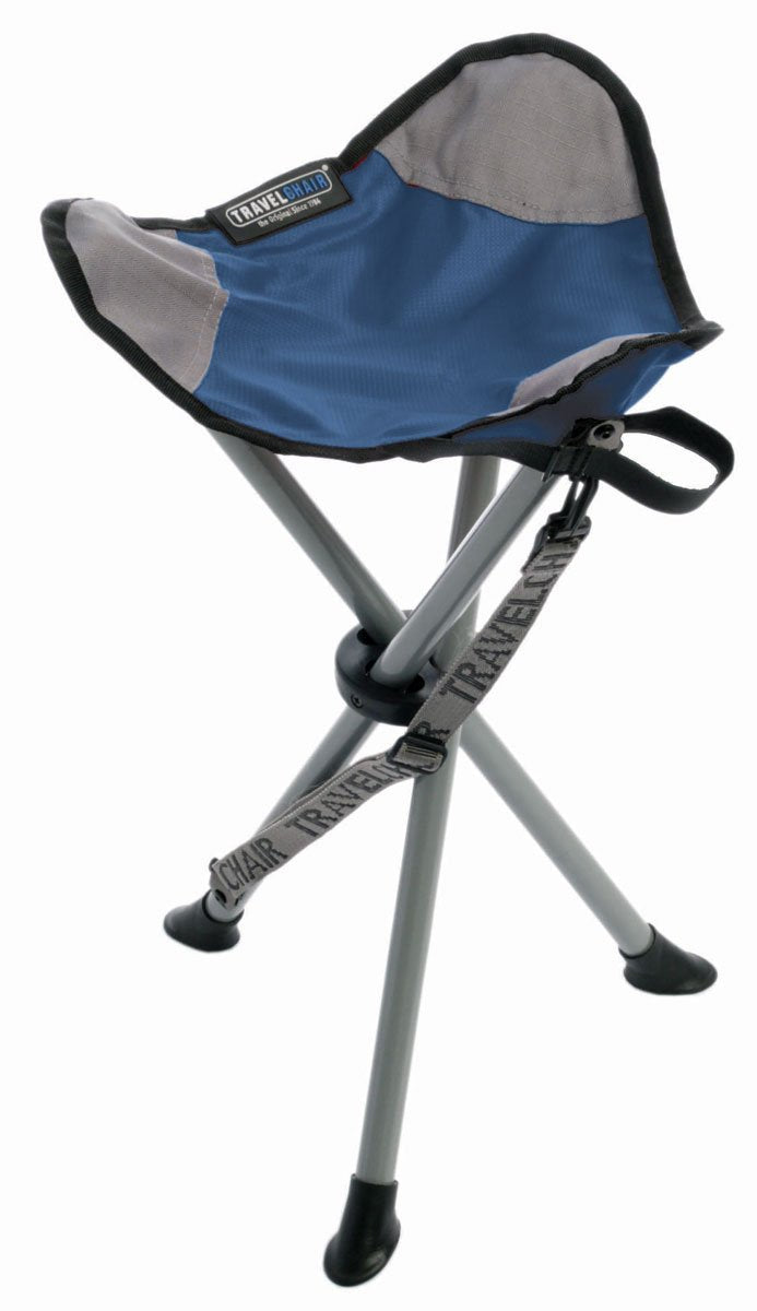 Travel Chair Slacker Tripod Chair For Camping, Lightweight Chair, Adjustable Carry Strap For Easy Transport | Oversized Duck Feet For Improved Stability | Perfect For Outdoor Adventures (Blue)