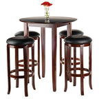 Ergode Wood Summit 3-Piece Pub Table Set | Modern Retro Style | Sturdy Wood Composite Tabletop | Adjustable Swivel Stools | Chrome Plated Finish (94581-VV)