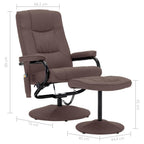 vidaXL Modern Massage Recliner with Footrest - Brown Fabric - Relaxation Chair for Living Room or Office, Feature-Packed with 8-Point Massage, Heat Function, Easy Assembly