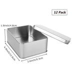 Rhblme 12 Pack Tin Box, 4.9 X 3.6 X 1.8 Inches Metal Box Cookie Tins With Lids, Large Multipurpose Tin Can Storage Container For
