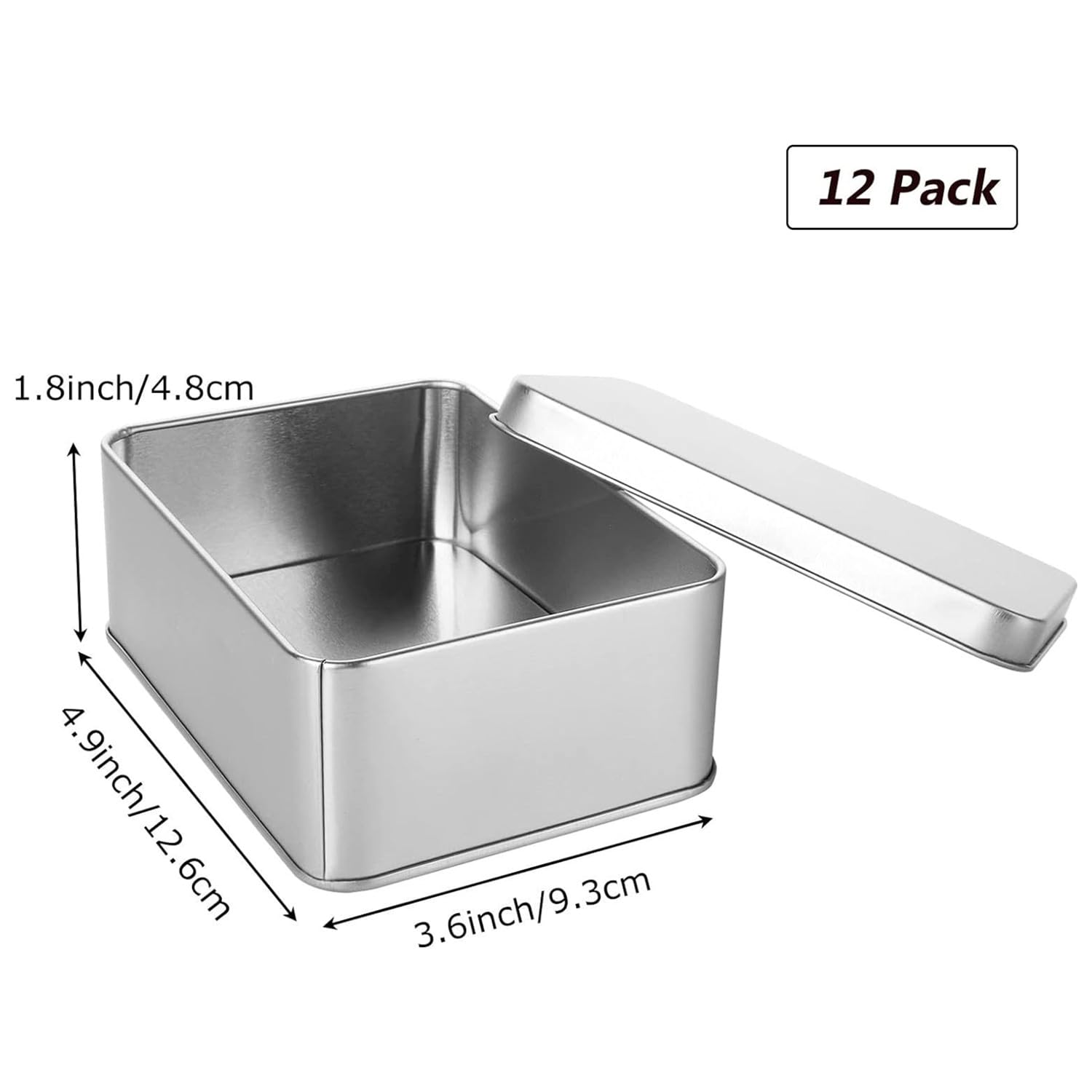 Rhblme 12 Pack Tin Box, 4.9 X 3.6 X 1.8 Inches Metal Box Cookie Tins With Lids, Large Multipurpose Tin Can Storage Container For