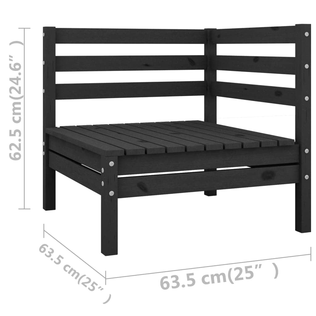 vidaXL Solid Pinewood Patio Lounge Set 12 Piece Garden Outdoor Terrance Backyard Furniture Set Wooden Lounge Sofa Seating Chair Seat Black