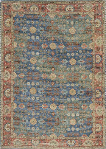 HomeRoots Decor 7'6-inch x 9'6-inch Jute Blue/Red Area Rug