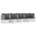 vidaXL Patio Furniture Set 4 Piece, Sectional Sofa with Cushions, Patio Lounge Set for Garden Lawn Backyard, Outdoor Patio Furniture, White Steel