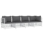 vidaXL Patio Furniture Set 4 Piece, Sectional Sofa with Cushions, Patio Lounge Set for Garden Lawn Backyard, Outdoor Patio Furniture, White Steel