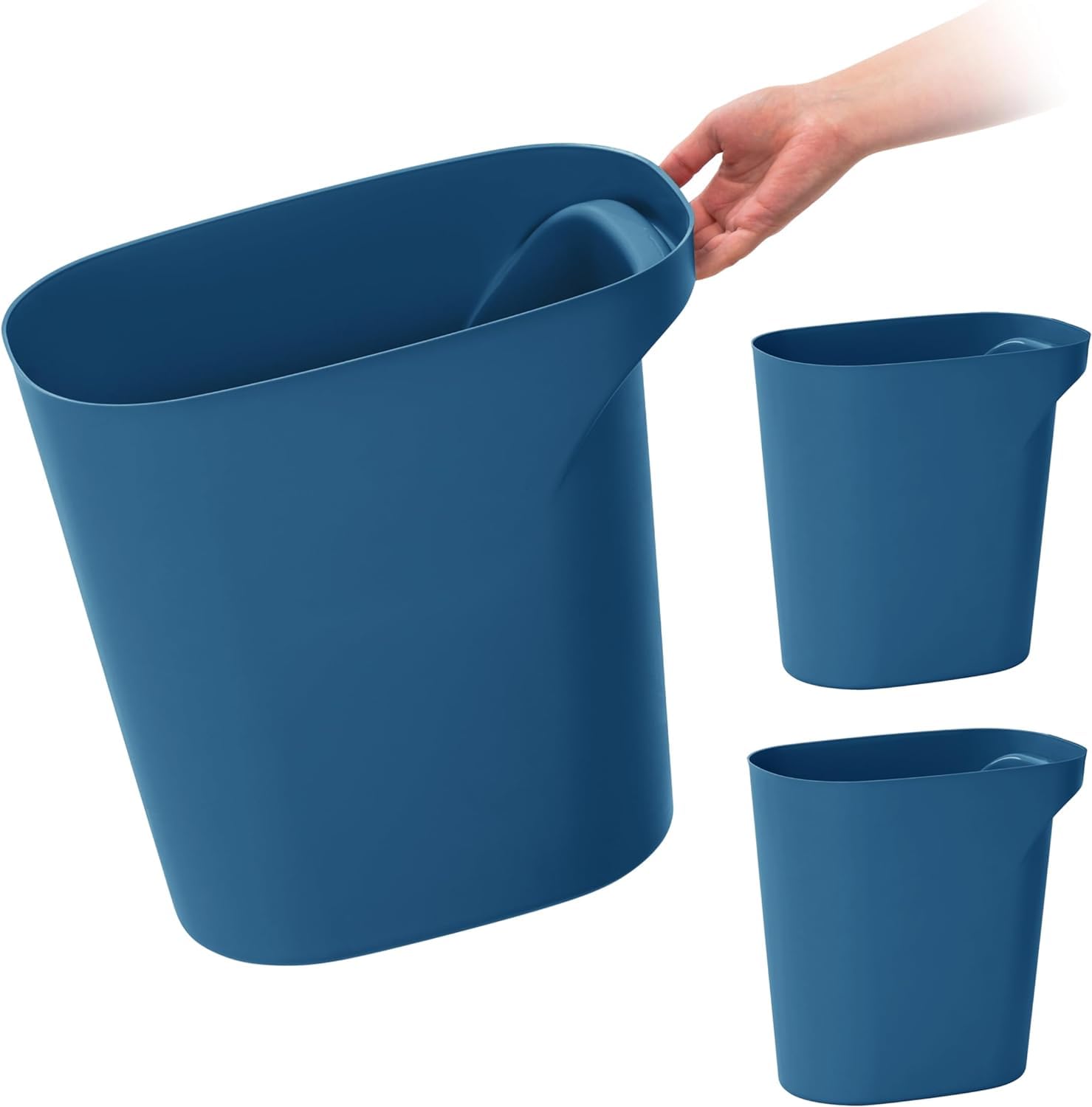 IRIS USA 6 Gallon / 24 Quart Trash Garbage Cans Plastic Wastebasket Set, 3-Pack, for Home Office Kitchen Bedroom Bathroom, with 