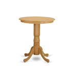 East West Furniture EDGR3-OAK-W 3 Piece Kitchen Counter Height Dining Table Set Contains a Round Wooden Table with Pedestal and 2 Dining Chairs, 30x30 Inch, Oak