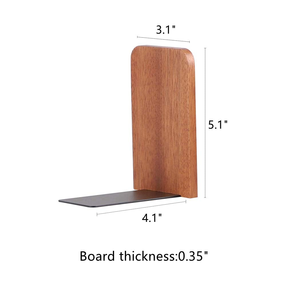 Muso Wood Book Ends For Shelves, Non-Slip Bookends, Heavy Duty Wooden Bookend Support For Books And Movies (Sapele 2 Pairs)