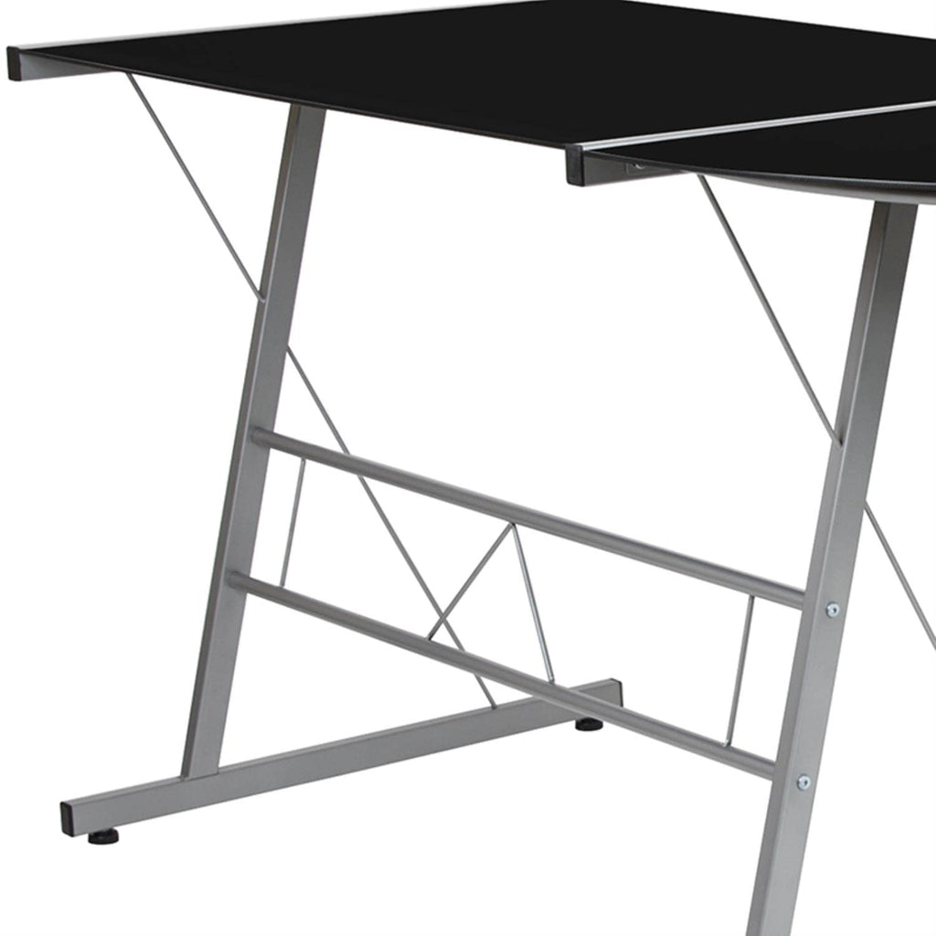 Flash Furniture Ginny L-Shaped Desk 83.5" Computer Corner Desk, Gaming Corner Desk, Home Office Corner Desk, Gaming Desk, Space Saving, Easy To Assemble, Black
