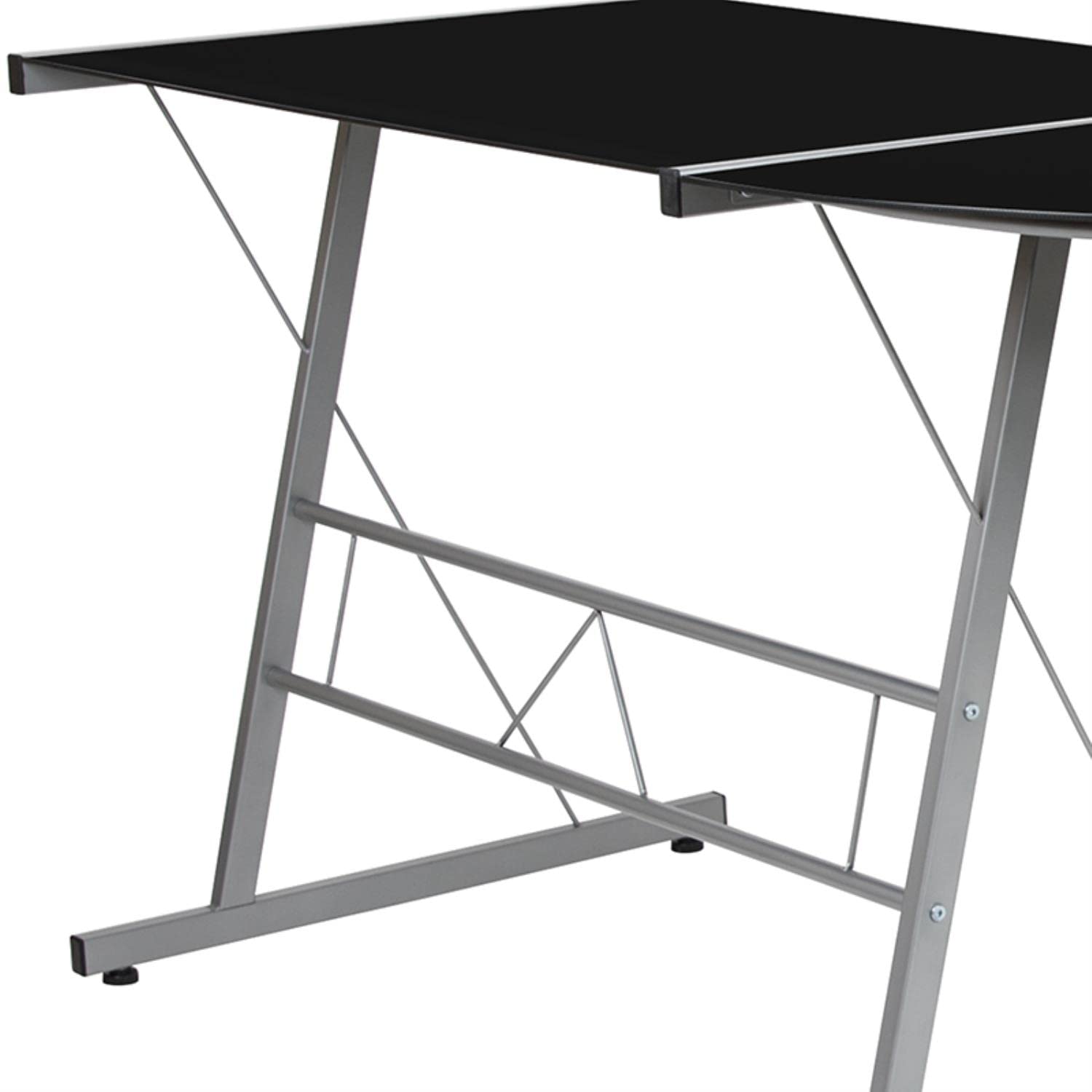 Flash Furniture Ginny L-Shaped Desk 83.5" Computer Corner Desk, Gaming Corner Desk, Home Office Corner Desk, Gaming Desk, Space Saving, Easy To Assemble, Black