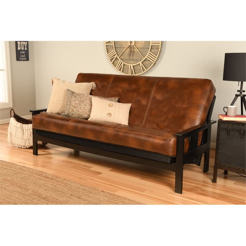 Kodiak Furniture Monterey Black Sofa with Brown Faux Leather Mattress