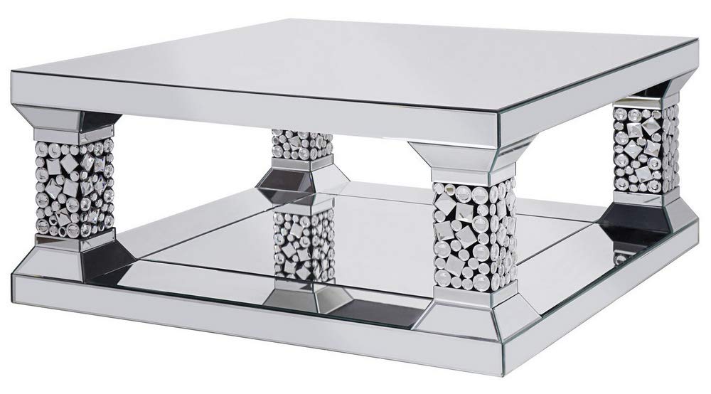 Acme Kachina Coffee Table in Mirrored and Faux Gem