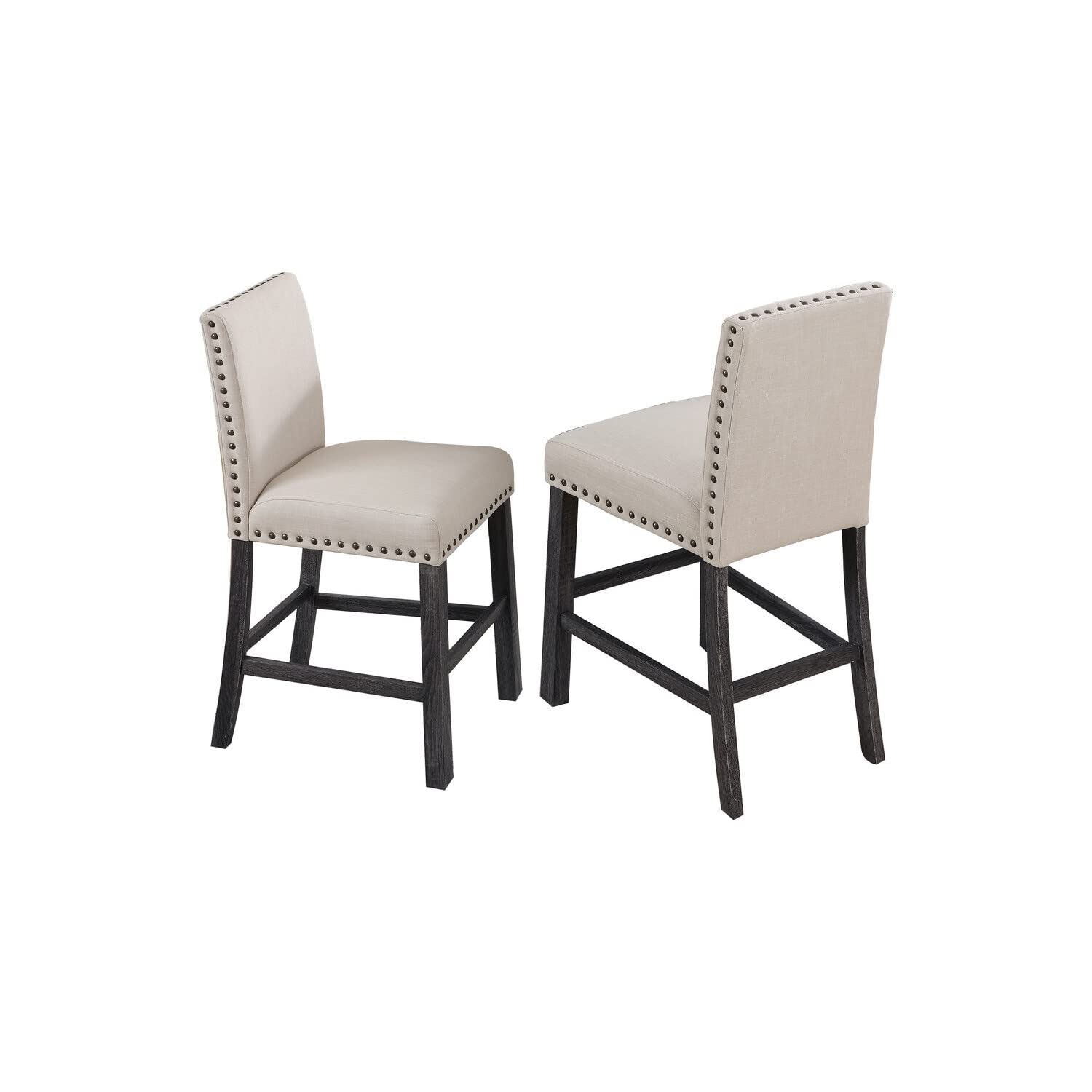 Best Master Furniture Antique Gray/Natural Counter Height Stools, Set Of 2