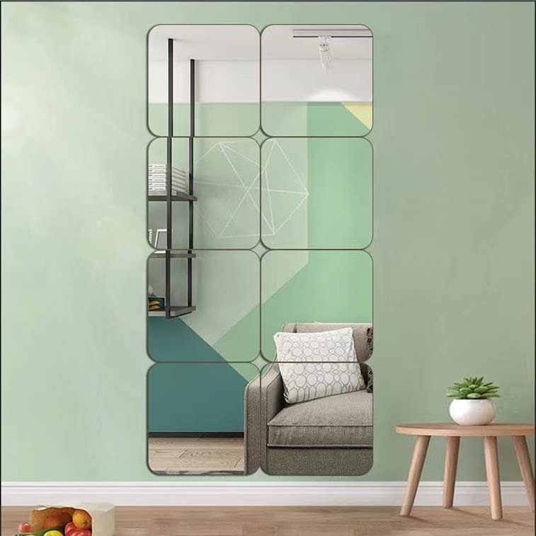 JEOYOO Full Length Wall Mirror Tiles, 8 x 8 x 8 PCS, Frameless Full Body Mirror Tiles for Bedroom,shatterproof Non Glass Mir