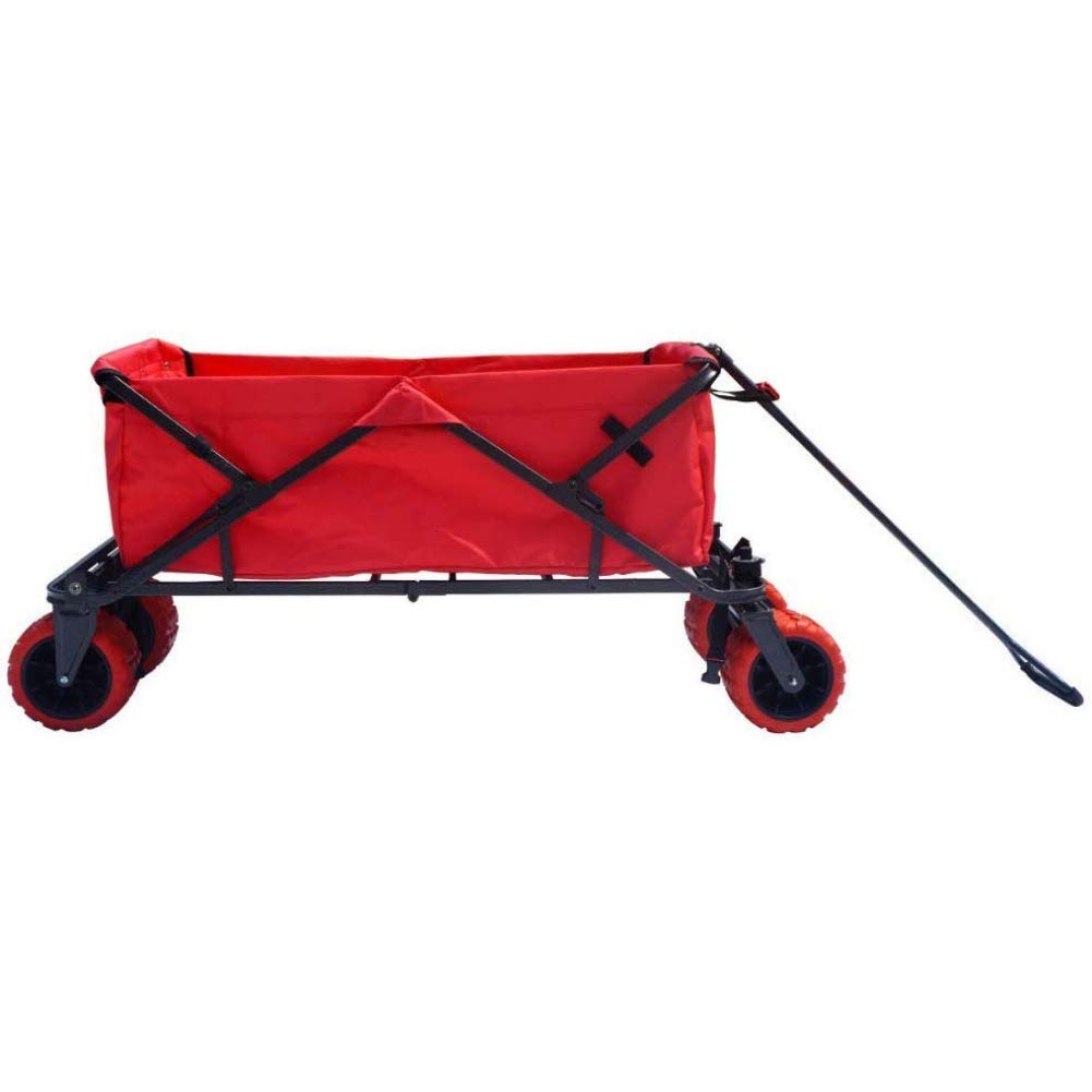 Impact Canopy Folding Collapsible Utility Wagon With All-Terrain Wheels, Red