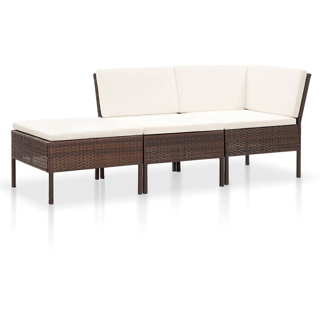 vidaXL Patio Furniture Set 8 Piece, Wicker Conversation Set with Cushions, Outdoor Patio Chair for Poorside Garden Balcony, Poly Rattan Brown