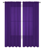 Decotex 2 Piece Solid Elegant Sheer Curtains Fully Stitched Panels Window Treatment Drape (54'' X 108'', Purple)