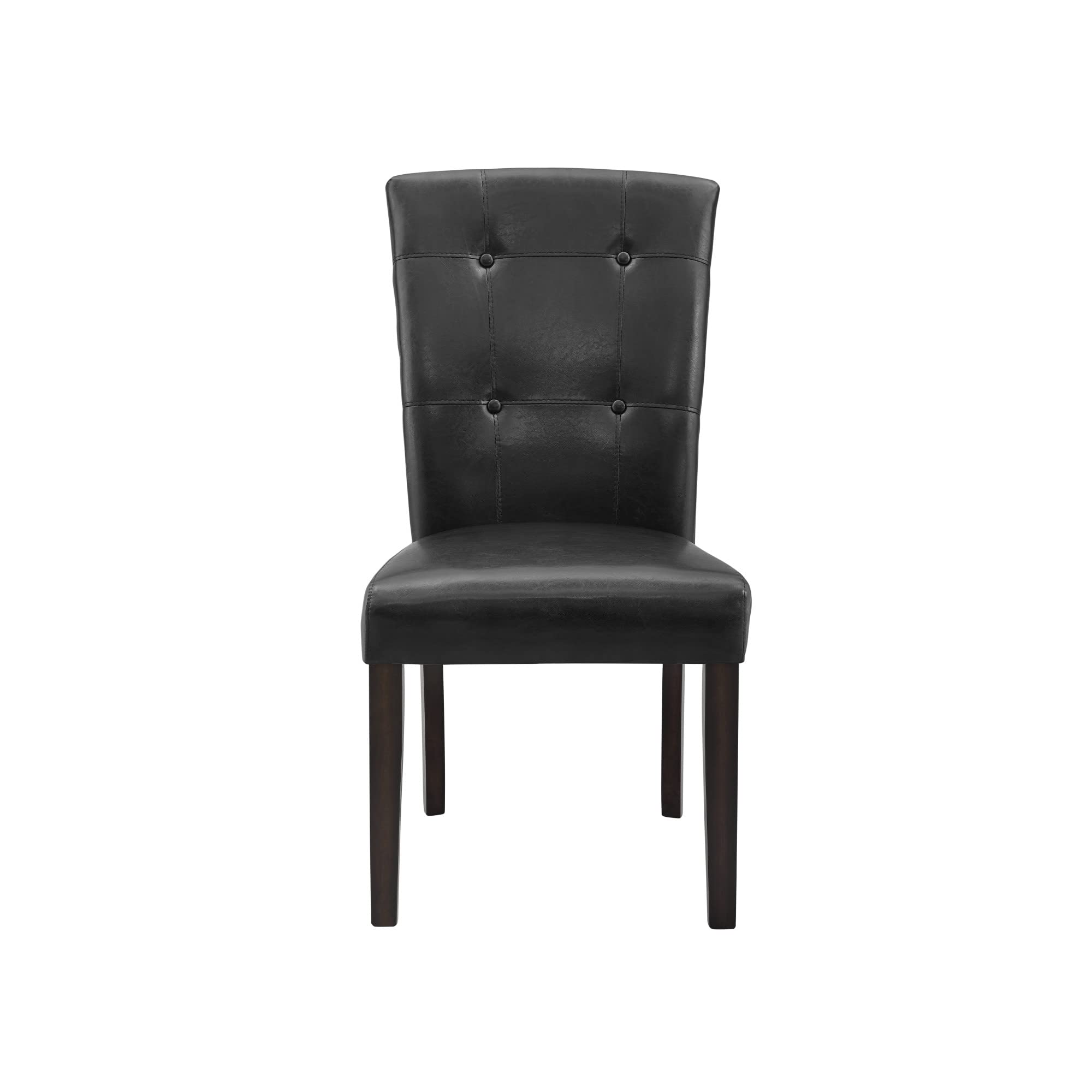 Steve Silver Co Francis Upholstered Dining Chair, Set of 2 Side Chairs, Kitchen, Dining Room, Tufted Backing, Black Polyurethane & Ebony Finish, Memory Foam, Contemporary, 21"D x 29"W x 18"H, Black